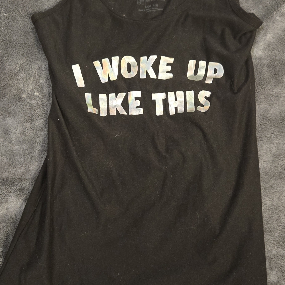 No Boundaries Black Sleeveless Top with Iridescent Text